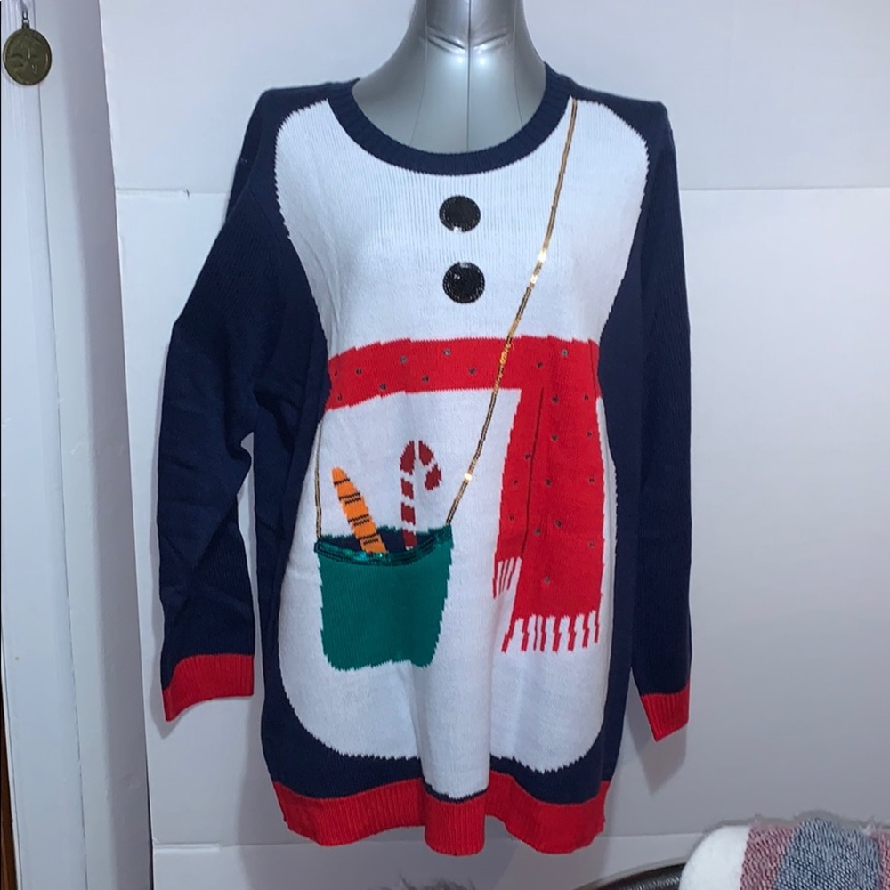 Snow woman christmas sweater NWT.